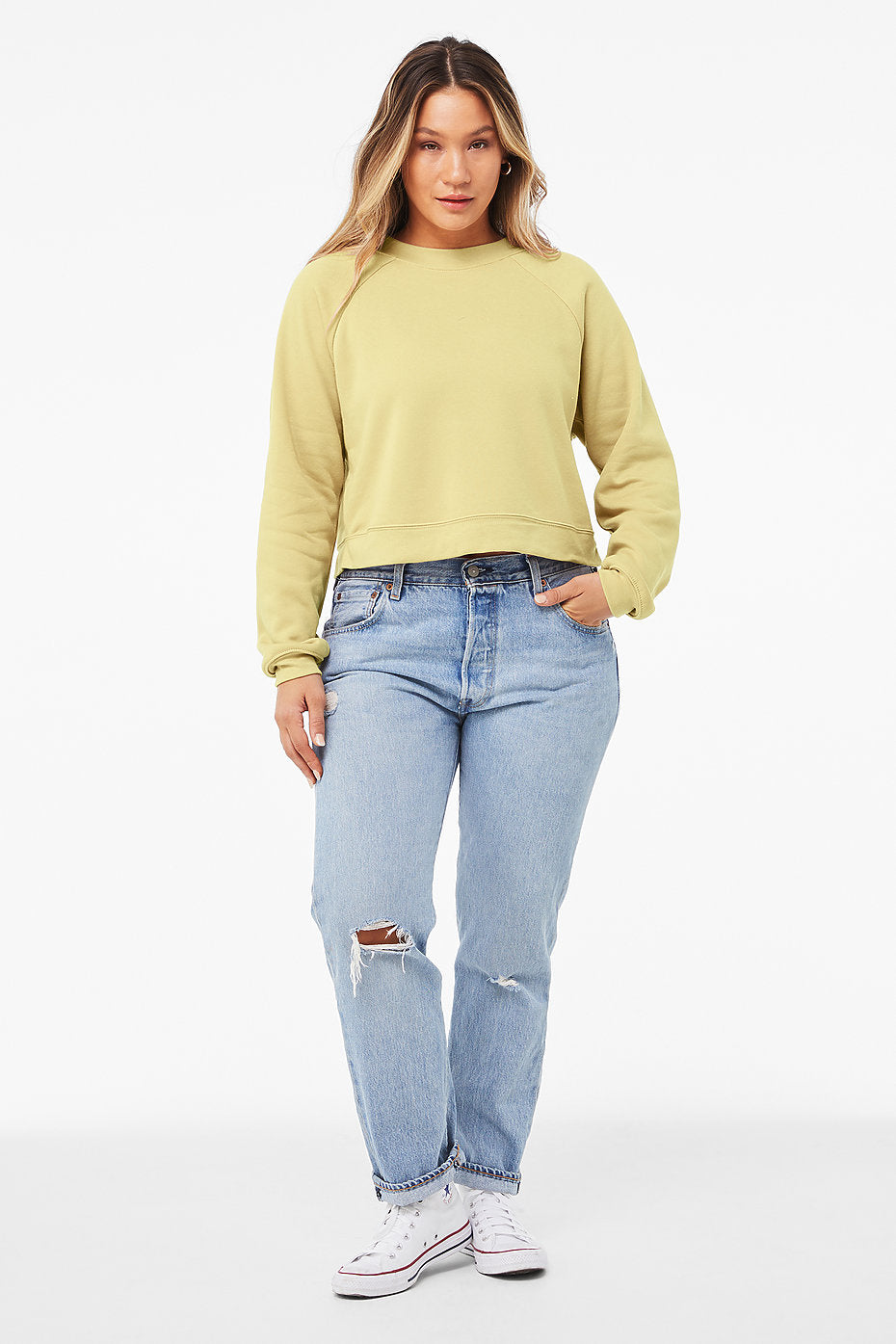 Bella Canvas Ladies Raglan Pullover Fleece 7505 FWD Fashion