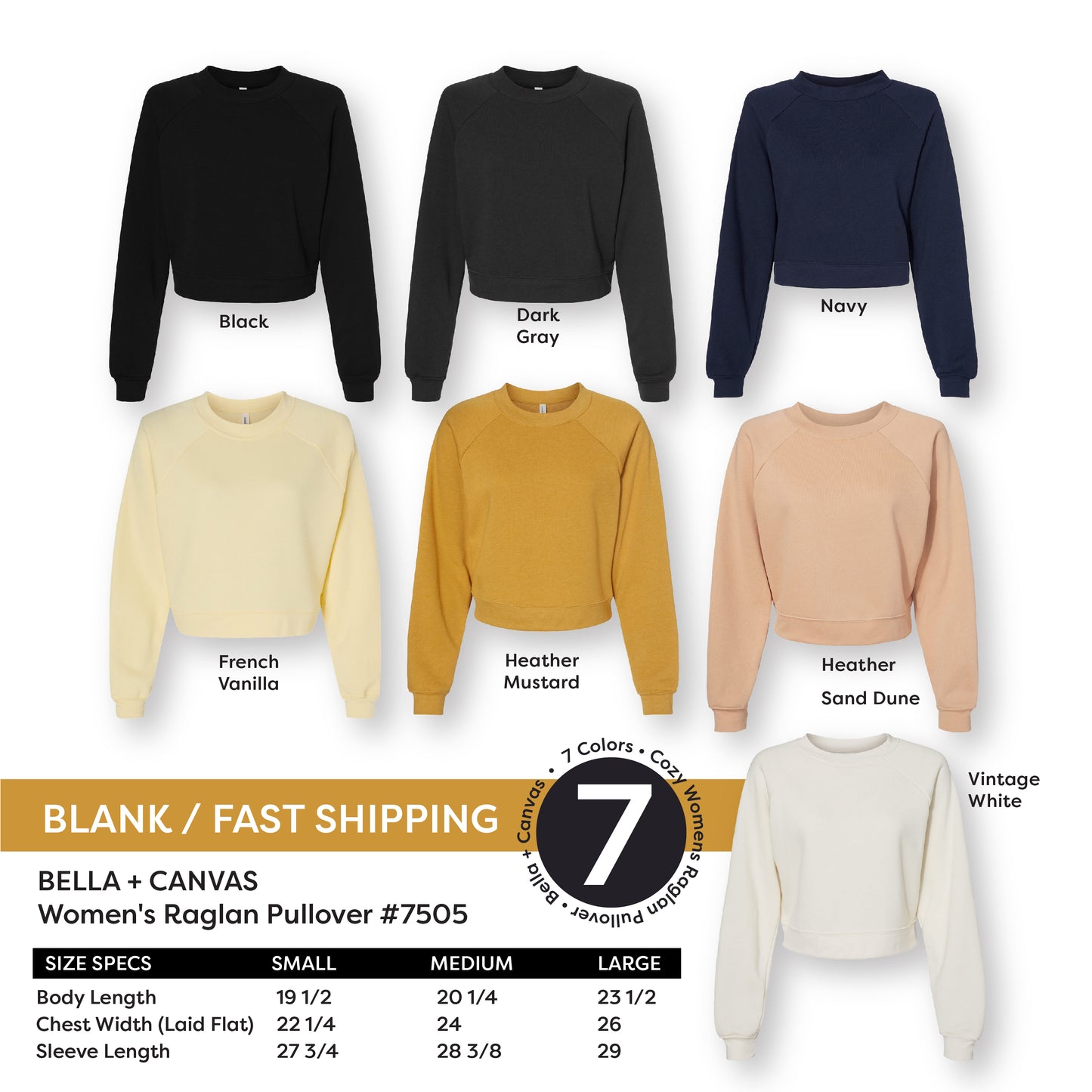 Bella Canvas Ladies Raglan Pullover Fleece 7505 FWD Fashion