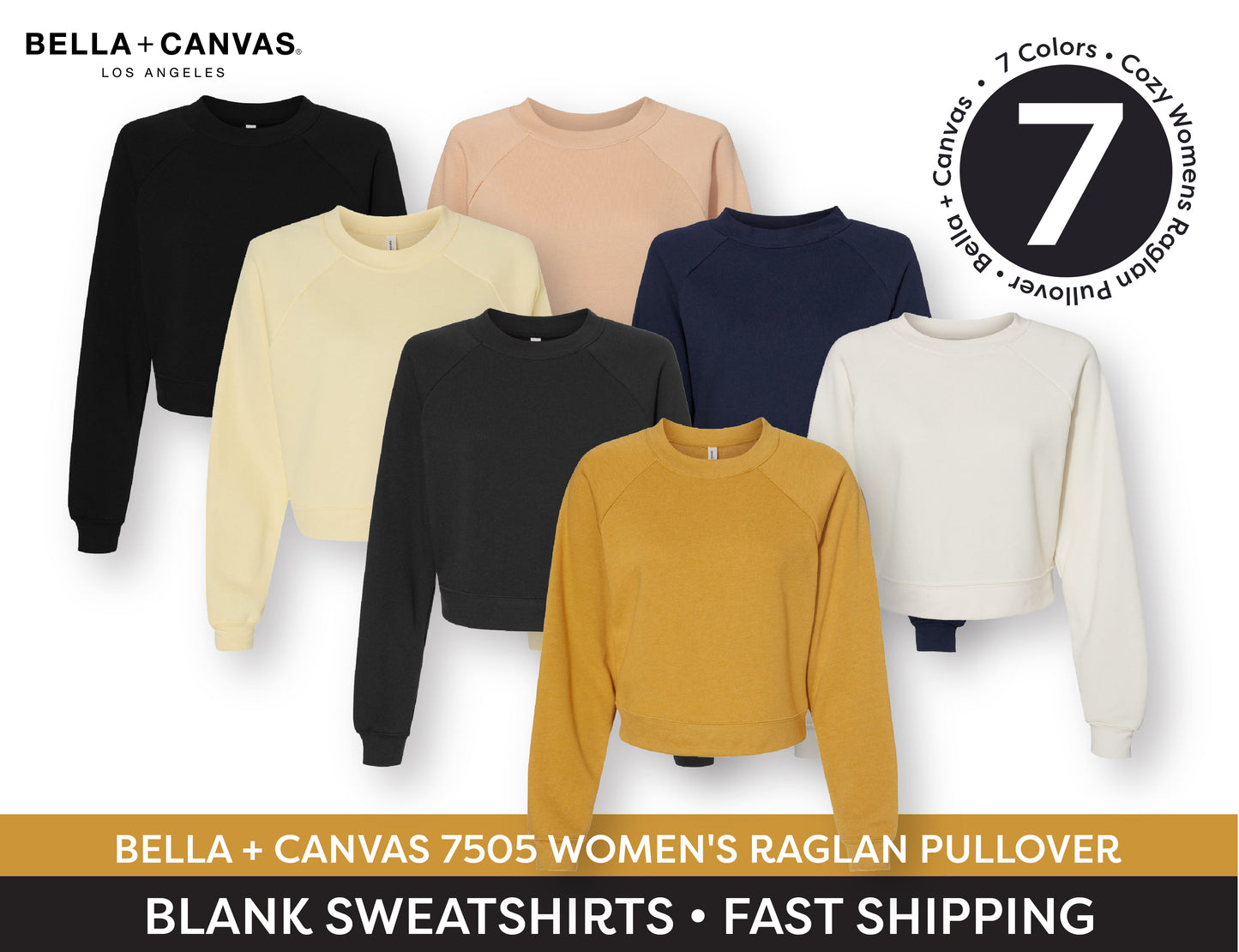 Bella Canvas Ladies Raglan Pullover Fleece 7505 FWD Fashion