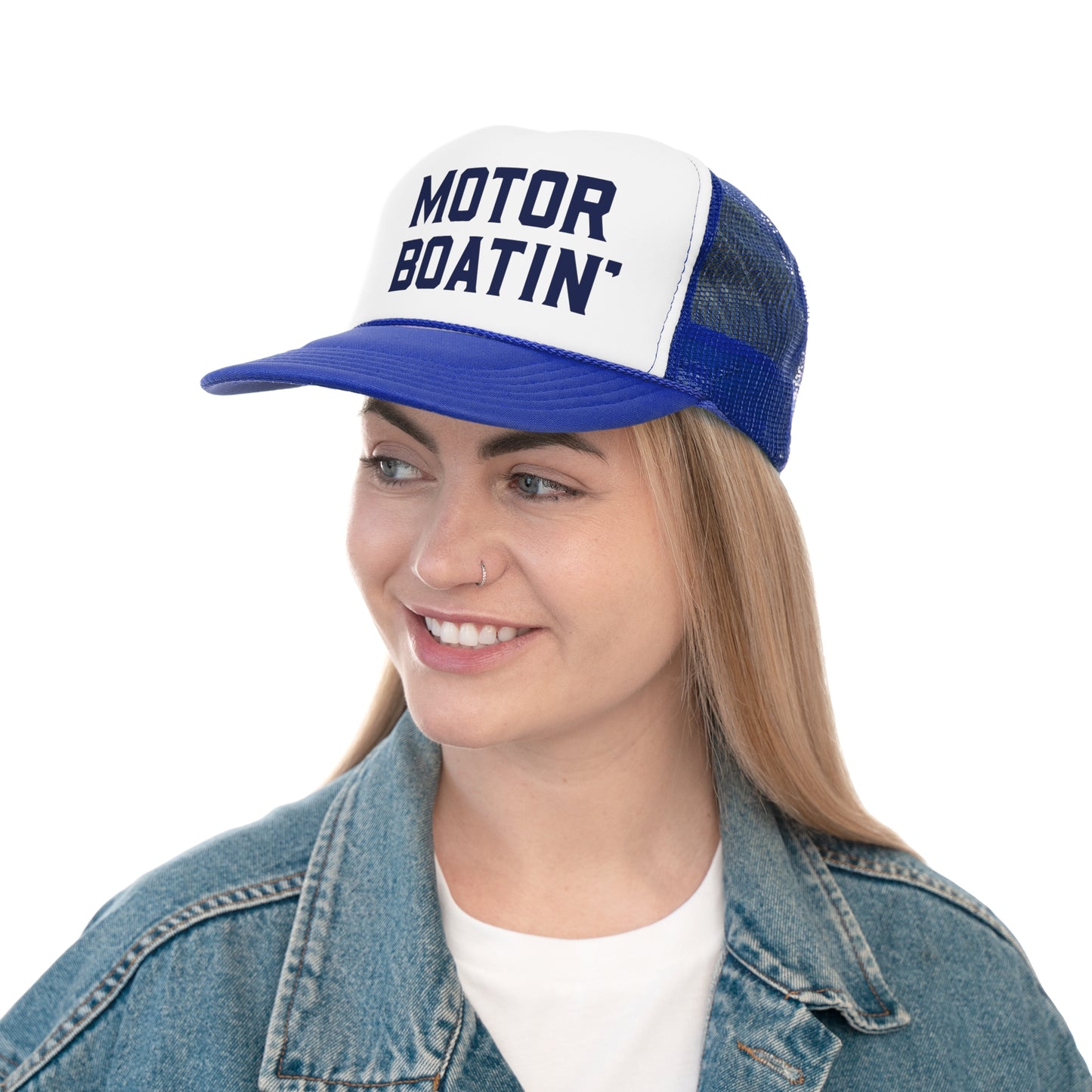Motorboatin' Trucker Hat Summer Funny Lake Trucker Cap Gift for Him Weekend Camping Vacation Hat