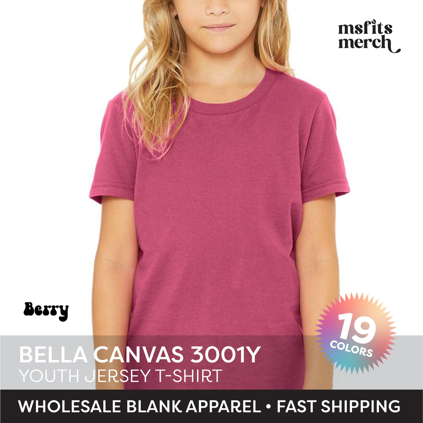 Bella Canvas Youth Jersey Tshirt 3001Y Kids Cotton Tee Shirt