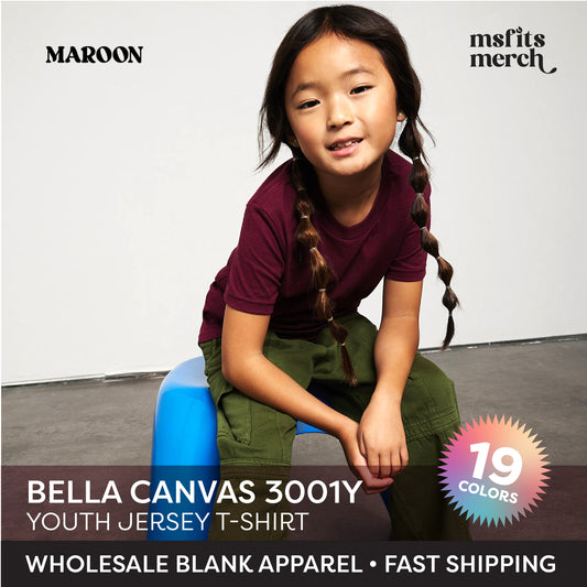 Bella Canvas Youth Jersey Tshirt 3001Y Kids Cotton Tee Shirt