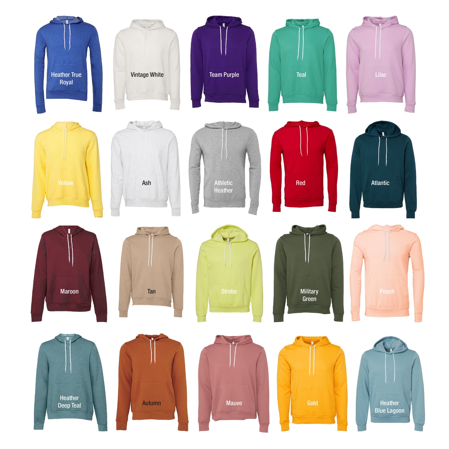 Bella Canvas 3719 Sponge Fleece Pullover Hooded Sweatshirt Unisex Hoodie