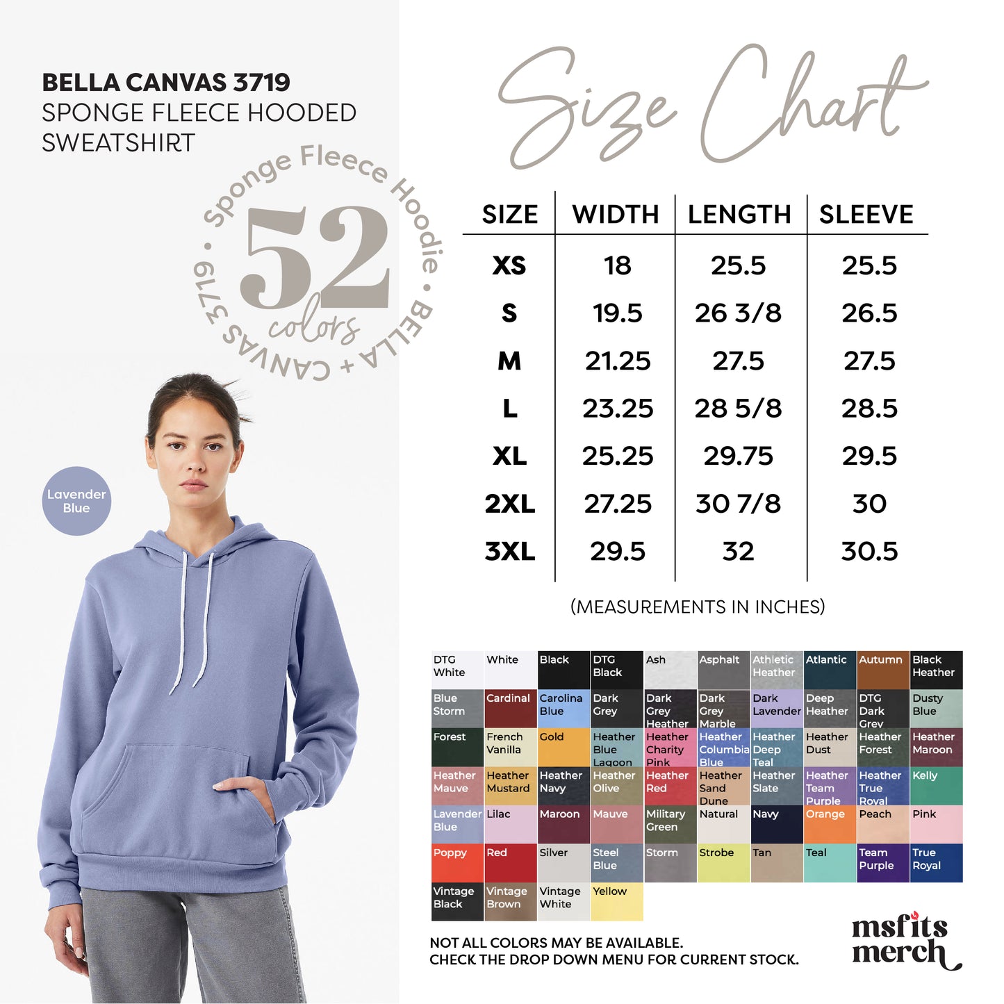 Bella Canvas 3719 Sponge Fleece Pullover Hooded Sweatshirt Unisex Hoodie