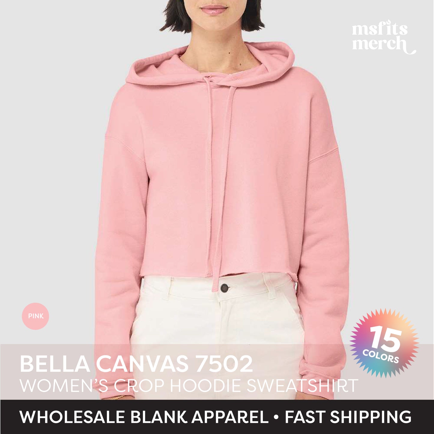 Bella Canvas 7502 Women's Crop Hoodie Fleece Sweatshirt