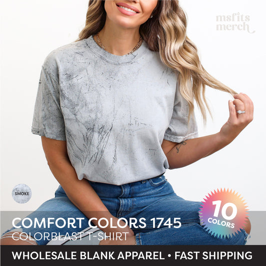 Comfort Colors Tie Dye Shirt 1745 Colorblast Blank Tshirt Garment Dyed Plain Shirt Tie Dye T-shirt Wholesale Blank Cotton Shirt for Printing