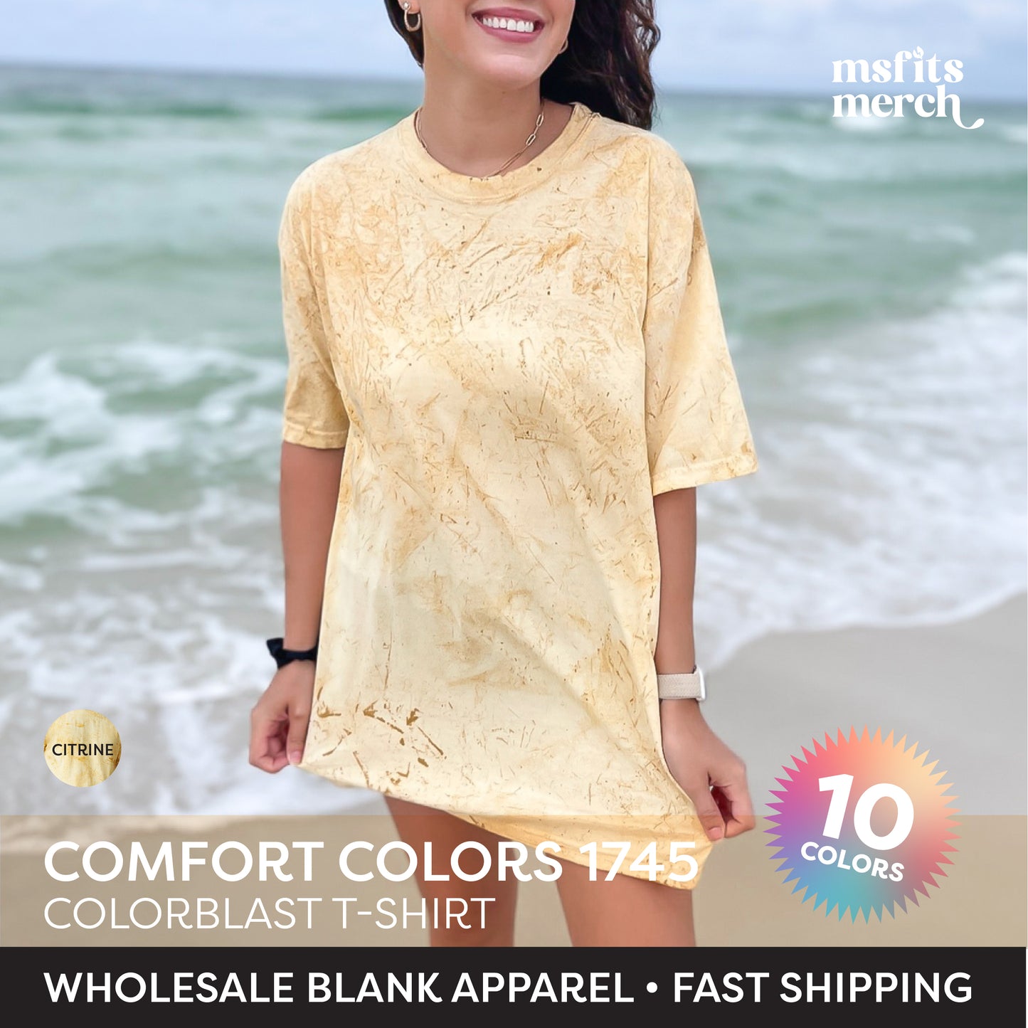 Comfort Colors Tie Dye Shirt 1745 Colorblast Blank Tshirt Garment Dyed Plain Shirt Tie Dye T-shirt Wholesale Blank Cotton Shirt for Printing