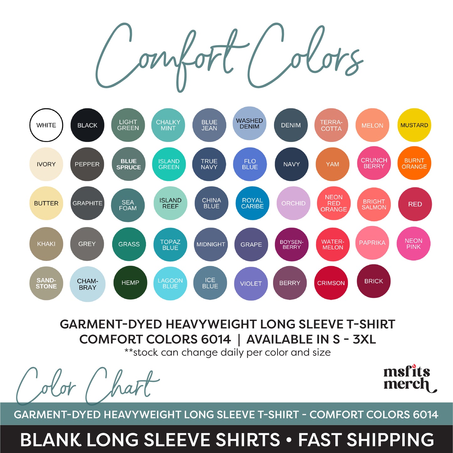 Comfort Colors 6014 Heavyweight Adult Long Sleeve T-Shirt (SMALL-XL)
