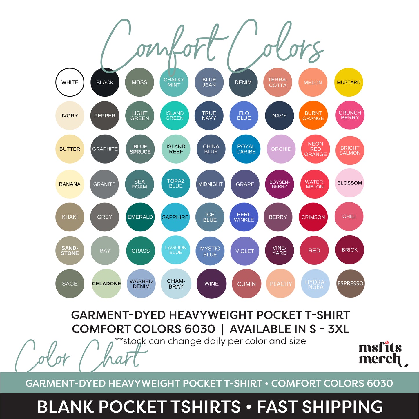 Comfort Colors 6030 Heavyweight Adult Pocket Garment Dyed T-Shirt