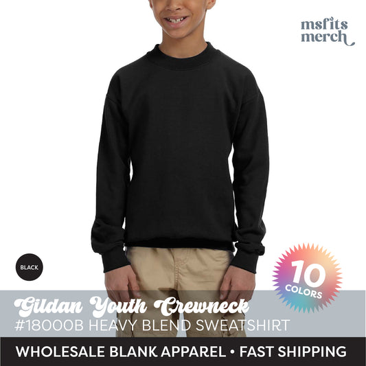 🔥Gildan Youth Sweatshirt, Heavy Blend 18000B, Kids Blank Crewneck Sweatshirt, Craft Kids Sweatshirt Blanks, Youth Unisex Sweatshirt Printing