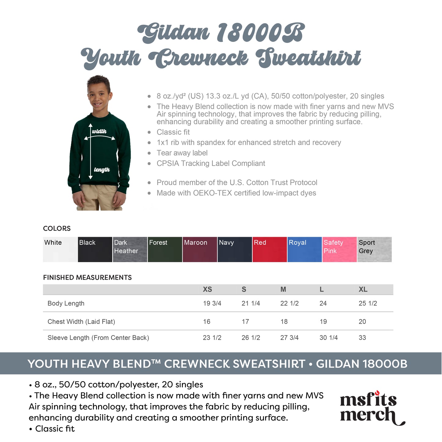 🔥Gildan Youth Sweatshirt, Heavy Blend 18000B, Kids Blank Crewneck Sweatshirt, Craft Kids Sweatshirt Blanks, Youth Unisex Sweatshirt Printing