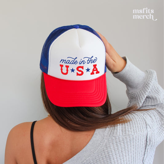 Made in the USA Foam Trucker Hat Summer Beach Trucker Hat American Pride Hat Western Cowgirl Trucker Hat American Made Gift for Her
