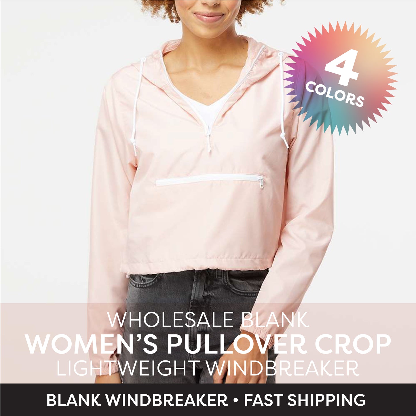 Womens Lightweight Quarter-Zip Pullover Crop Windbreaker Independent Trading EXP64CRP