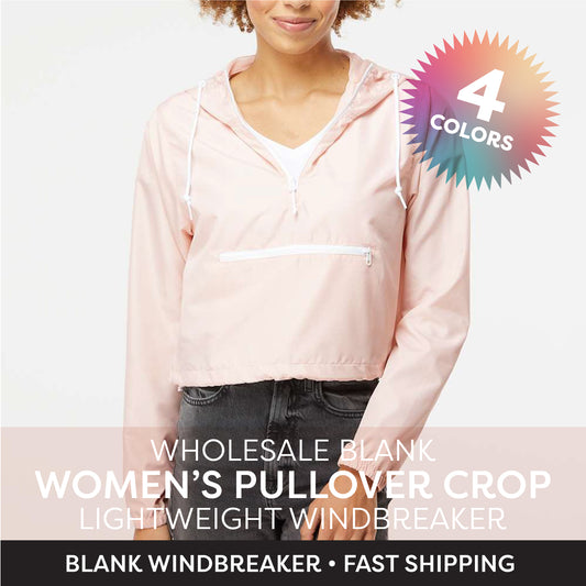 Womens Lightweight Quarter-Zip Pullover Crop Windbreaker Independent Trading EXP64CRP