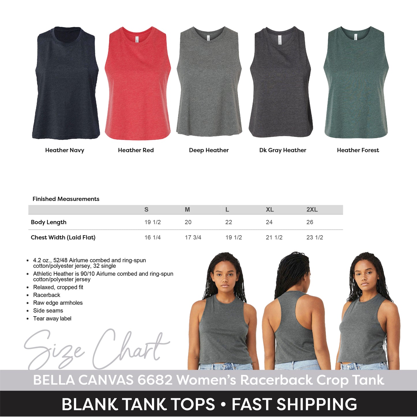 Bella Canvas 6682 Women's Racerback Cropped Tank Top
