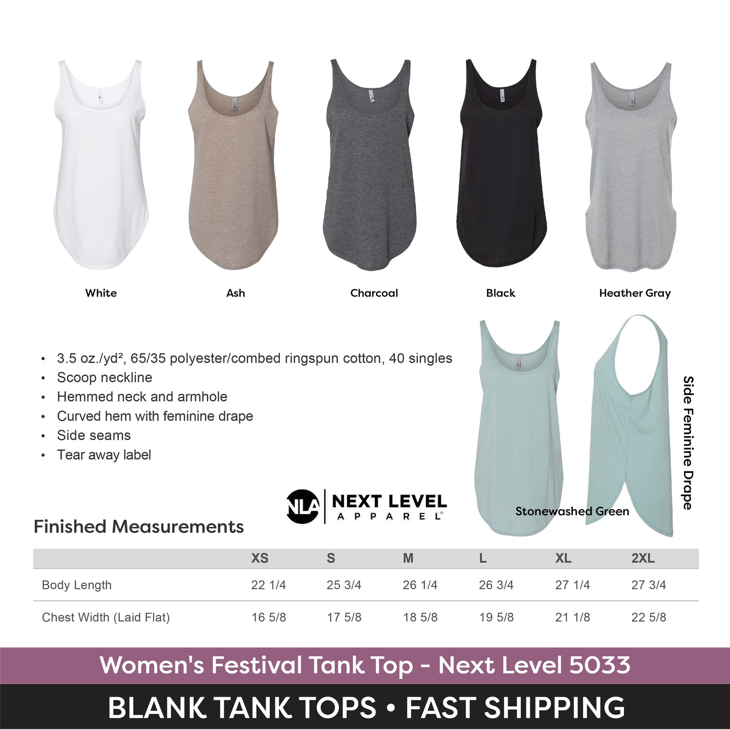 Womens Tank Top Next Level 5033 Ladies Festival Tank Top for Summer Plain Wholesale Tank Top for Decorators Womens Summer Vacation Tank Top