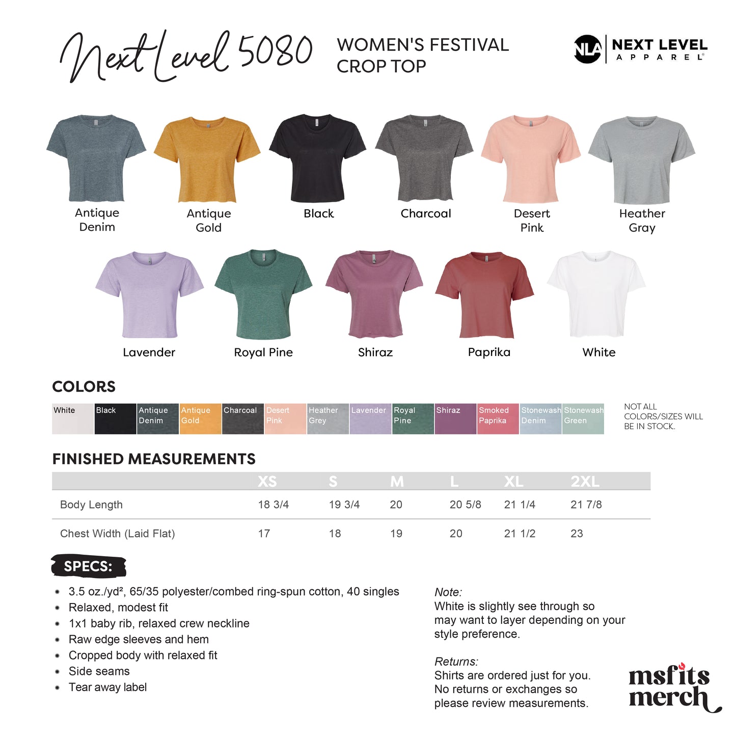 🔥Next Level 5080 Women's Festival Cali Crop Tshirt, Womens Cropped Blank Shirt