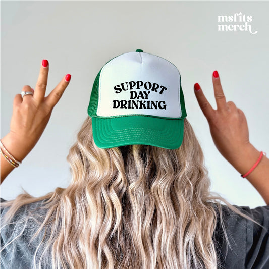 Support Day Drinking Trucker Hat Summer Funny Lake Trucker Cap Gift Weekend Camping Vacation Hat