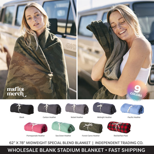 Stadium Blanket Fleece Sweatshirt Blanket Large Blanket Independent Trading Co. Sweatshirt Sports Blanket for Printing Embroidery Cozy Gift