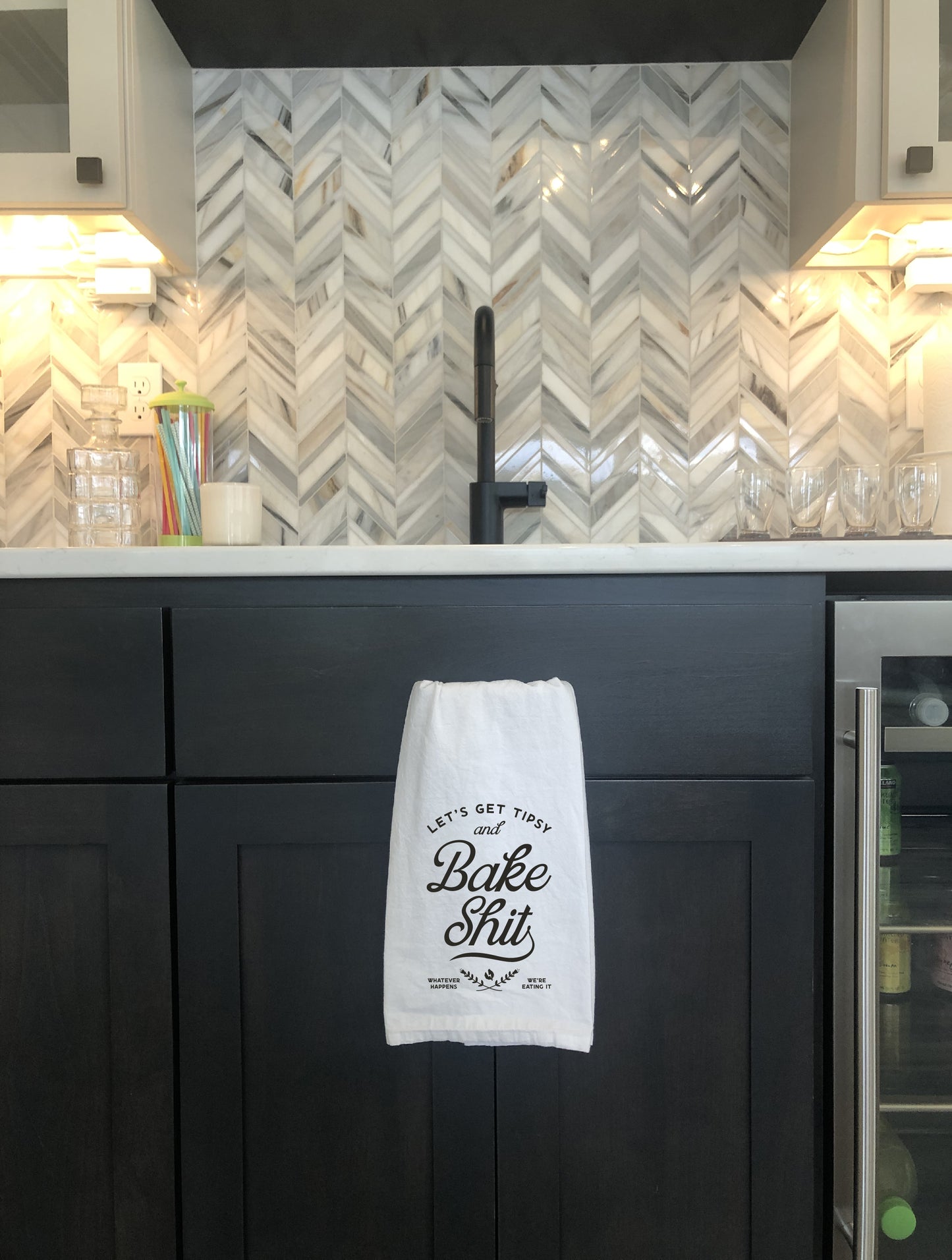 🔥Funny Kitchen Towel Home Decor, Bake Sh*t Tea Towel, Tipsy Wine Bake Towel