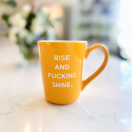 ☀️Funny Coffee Cup Rise and Fuc*ing Shine Coffee Mug Sarcastic Motivational Cup