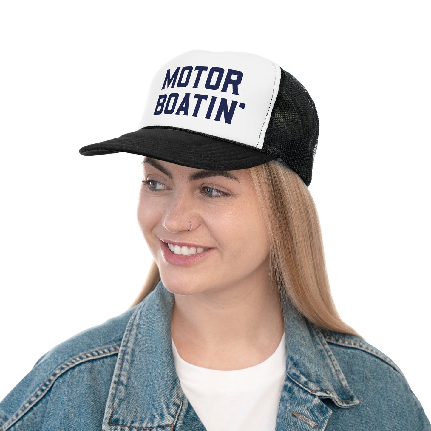 Motorboatin' Trucker Hat Summer Funny Lake Trucker Cap Gift for Him Weekend Camping Vacation Hat