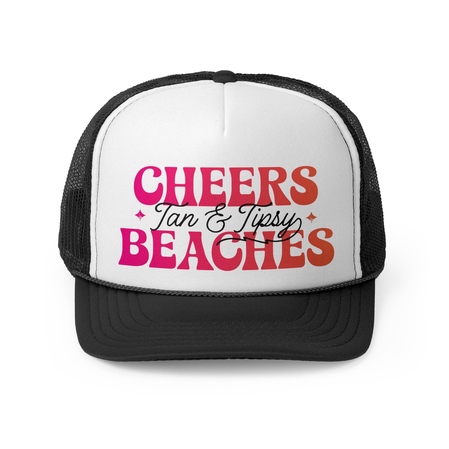 Cheers Beaches Trucker Hat Womens Summer Beach Trucker Beach Lover Gifts Bachelorette Party Gift for Girls Trip Pink Trucker Beach Bach Hat