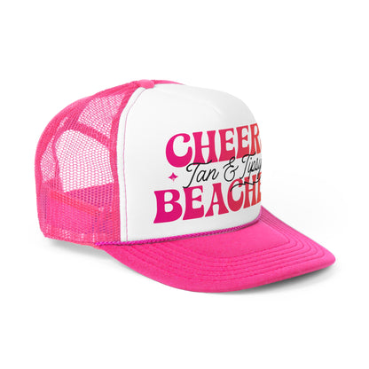 Cheers Beaches Trucker Hat Womens Summer Beach Trucker Beach Lover Gifts Bachelorette Party Gift for Girls Trip Pink Trucker Beach Bach Hat