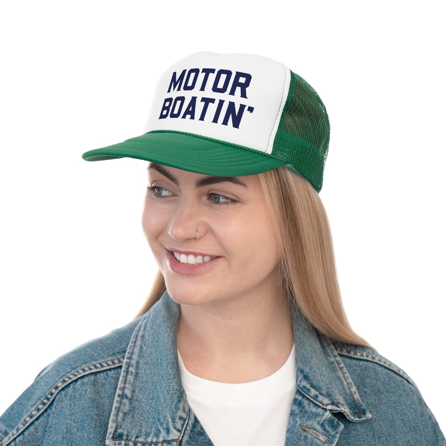 Motorboatin' Trucker Hat Summer Funny Lake Trucker Cap Gift for Him Weekend Camping Vacation Hat