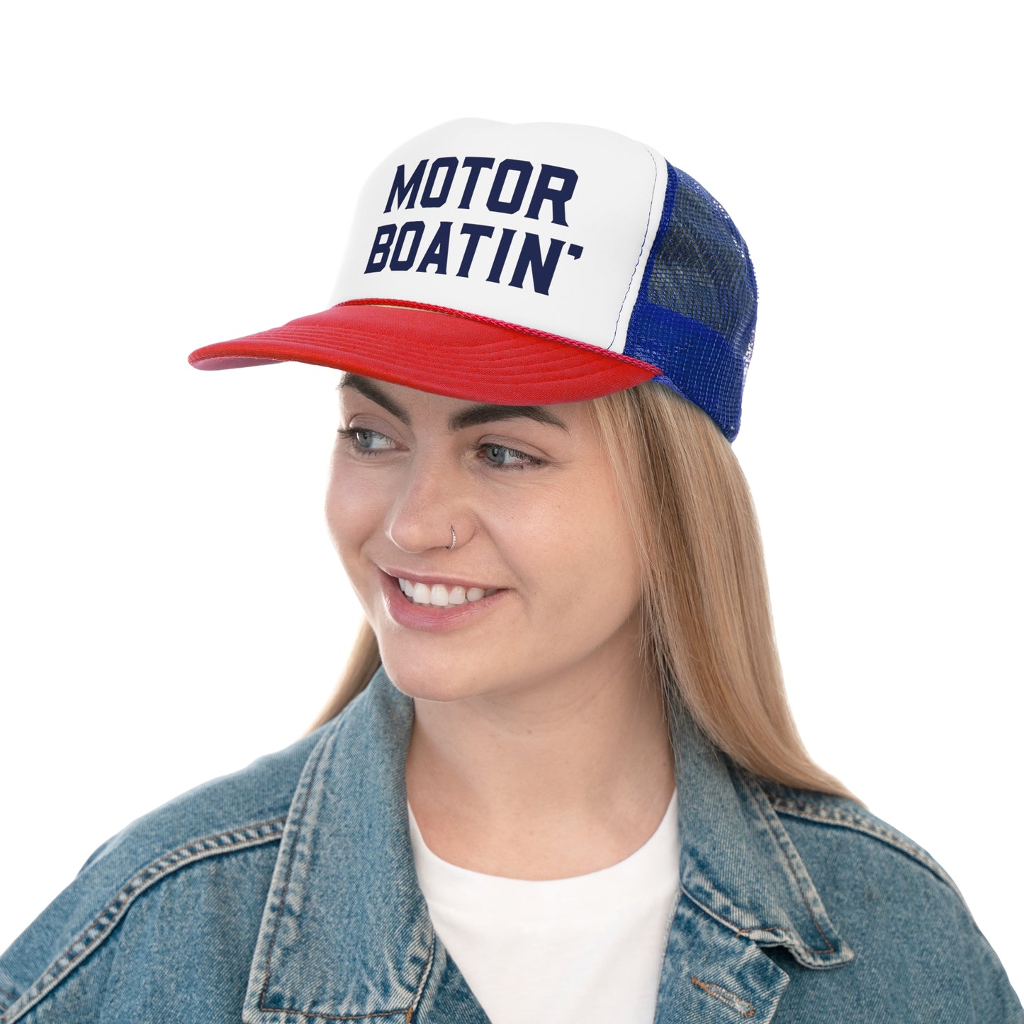 Motorboatin' Trucker Hat Summer Funny Lake Trucker Cap Gift for Him Weekend Camping Vacation Hat