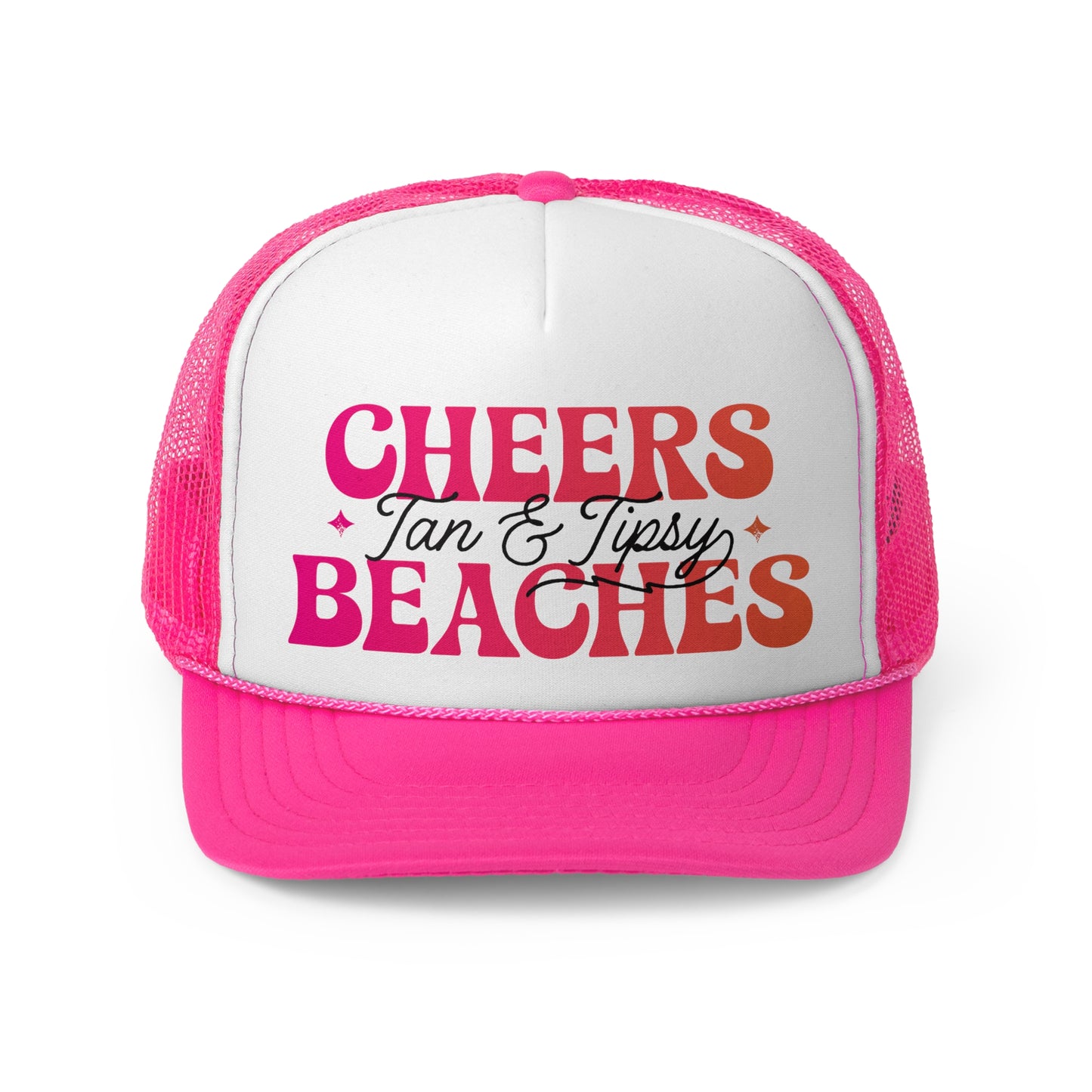Cheers Beaches Trucker Hat Womens Summer Beach Trucker Beach Lover Gifts Bachelorette Party Gift for Girls Trip Pink Trucker Beach Bach Hat