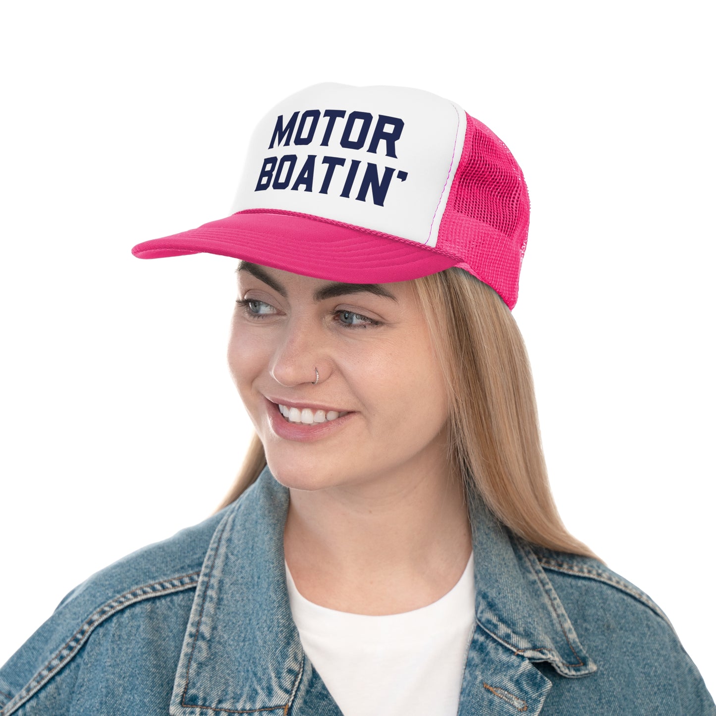 Motorboatin' Trucker Hat Summer Funny Lake Trucker Cap Gift for Him Weekend Camping Vacation Hat
