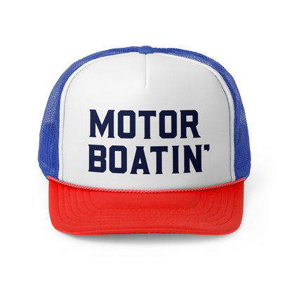 Motorboatin' Trucker Hat Summer Funny Lake Trucker Cap Gift for Him Weekend Camping Vacation Hat