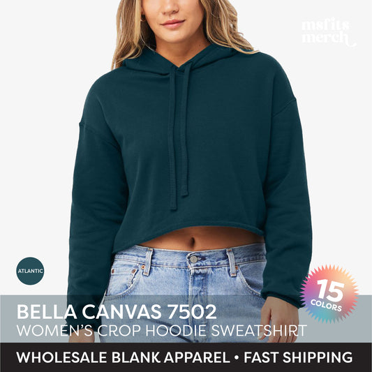 Bella Canvas 7502 Women's Crop Hoodie Fleece Sweatshirt