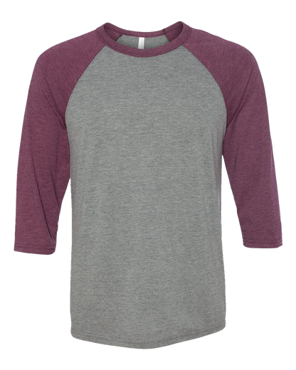 Baseball Shirt Bella Canvas 3200 Three Quarter Sleeve Raglan