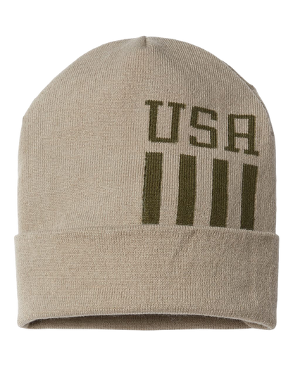 🇺🇸USA Made Patriotic Cuffed Beanie Cap American Flag Knit Beanie Stars and Stripes Winter Hat USA Pride Beanie, USA Flag Gift for Him or Her