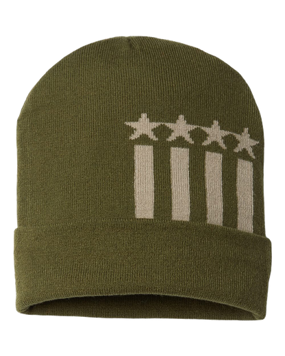 🇺🇸USA Made Patriotic Cuffed Beanie Cap American Flag Knit Beanie Stars and Stripes Winter Hat USA Pride Beanie, USA Flag Gift for Him or Her