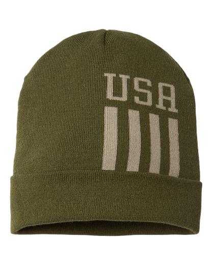 🇺🇸USA Made Patriotic Cuffed Beanie Cap American Flag Knit Beanie Stars and Stripes Winter Hat USA Pride Beanie, USA Flag Gift for Him or Her