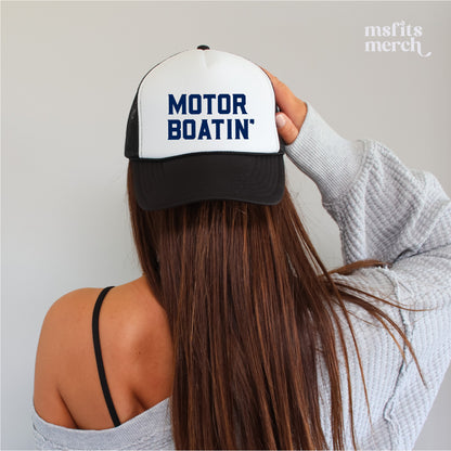 Motorboatin' Trucker Hat Summer Funny Lake Trucker Cap Gift for Him Weekend Camping Vacation Hat