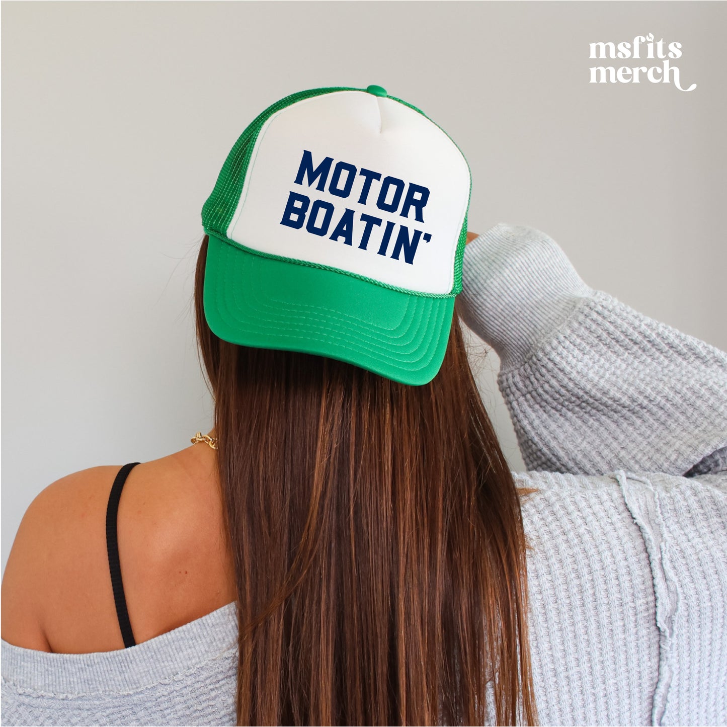 Motorboatin' Trucker Hat Summer Funny Lake Trucker Cap Gift for Him Weekend Camping Vacation Hat