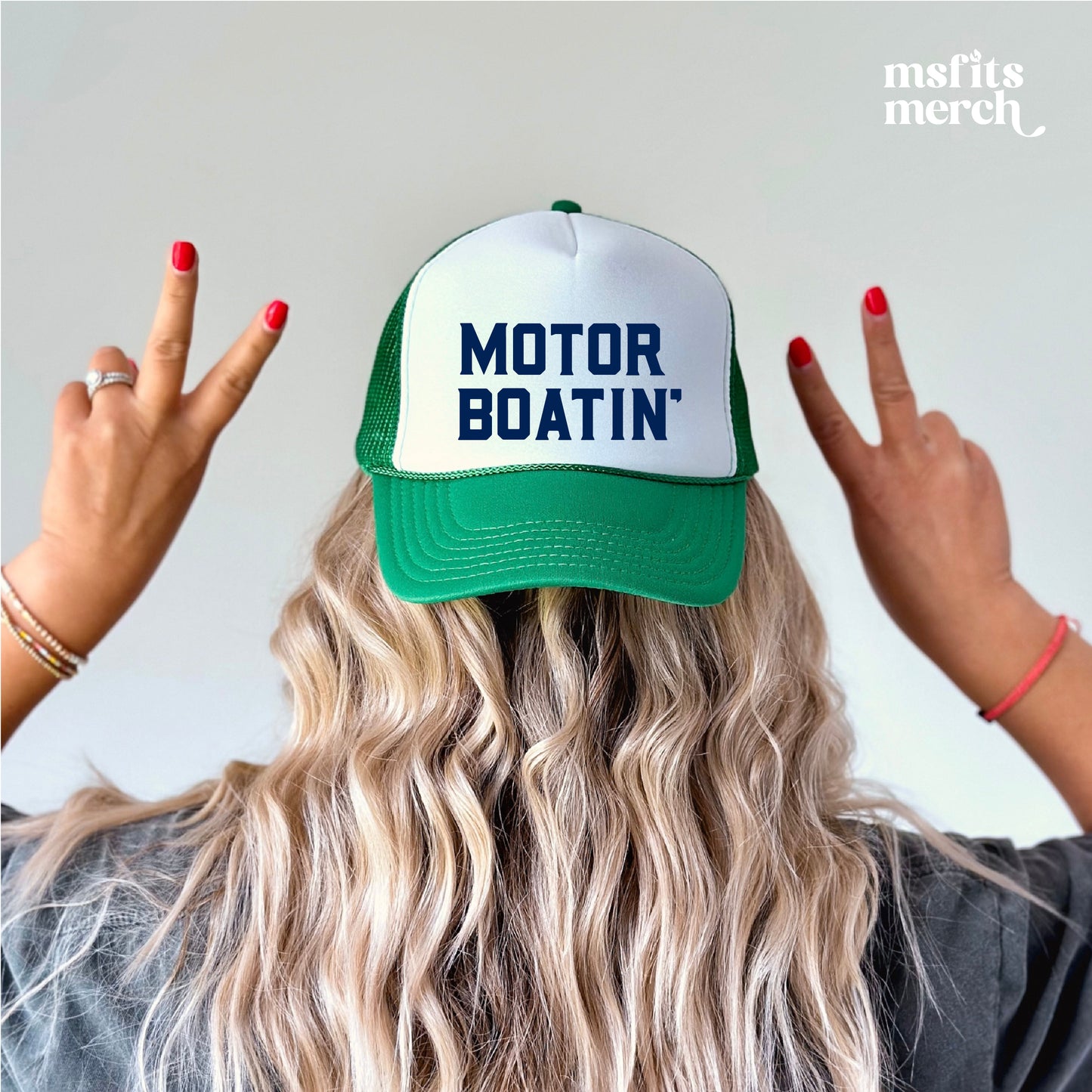 Motorboatin' Trucker Hat Summer Funny Lake Trucker Cap Gift for Him Weekend Camping Vacation Hat