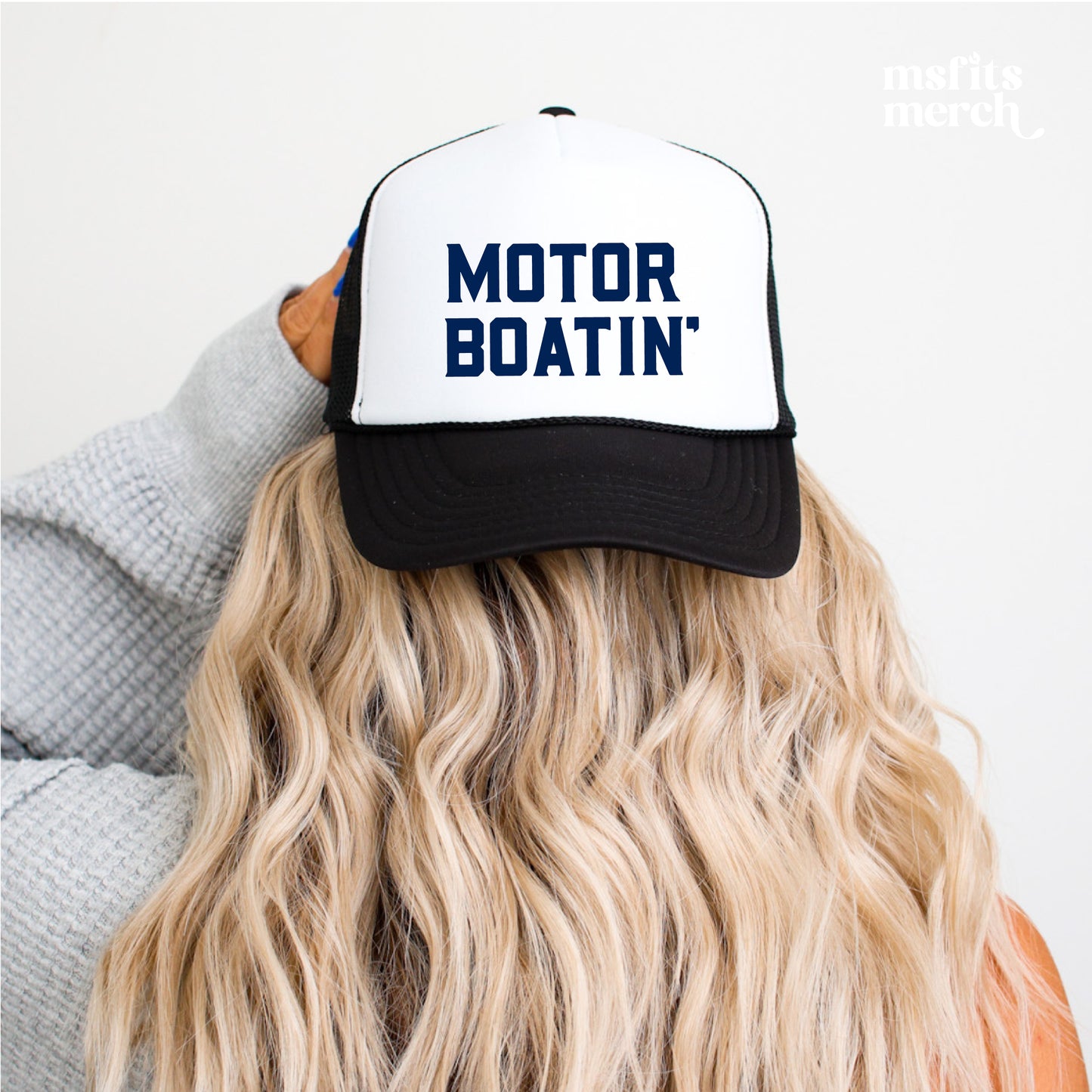 Motorboatin' Trucker Hat Summer Funny Lake Trucker Cap Gift for Him Weekend Camping Vacation Hat