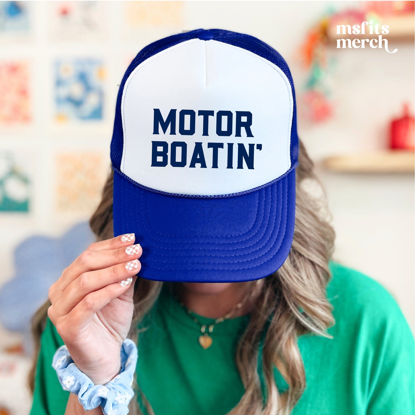 Motorboatin' Trucker Hat Summer Funny Lake Trucker Cap Gift for Him Weekend Camping Vacation Hat