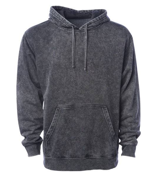 Black Mineral Wash Hooded Sweatshirt Independent Trading Co. PRM4500MW Vintage Faded Black Acid Wash