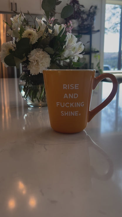 ☀️Funny Coffee Cup Rise and Fuc*ing Shine Coffee Mug Sarcastic Motivational Cup